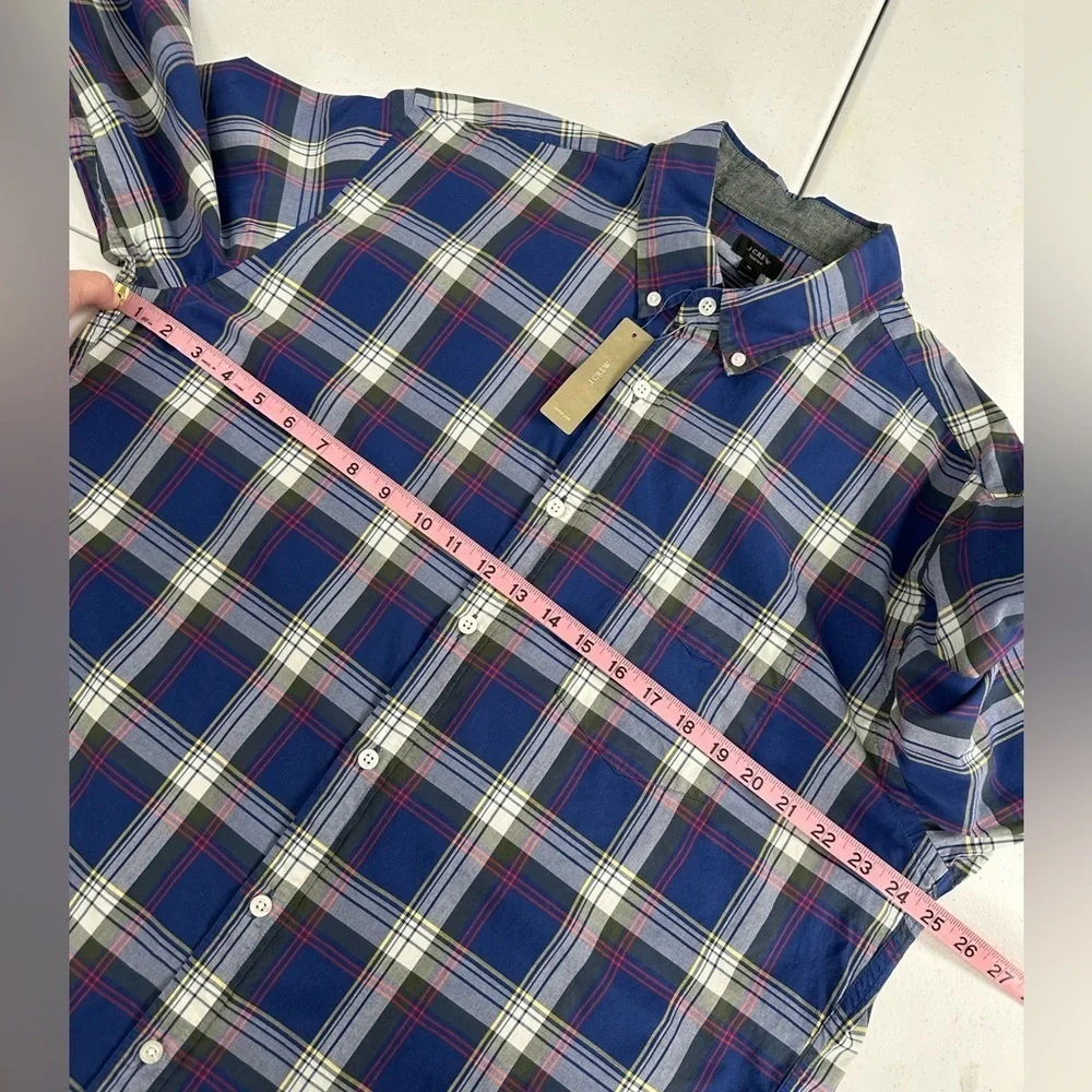J. Crew Tartan Plaid Long Sleeve Men’s Button Down Cotton Shirt Blue Red XL